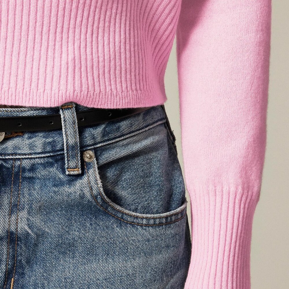 NWT J Crew Cashmere Shrunken Crewneck Sweater Pink - Picture 2 of 2
